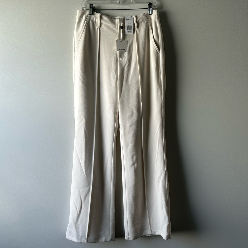 Simkhai ivory/cream high rise wide leg pants